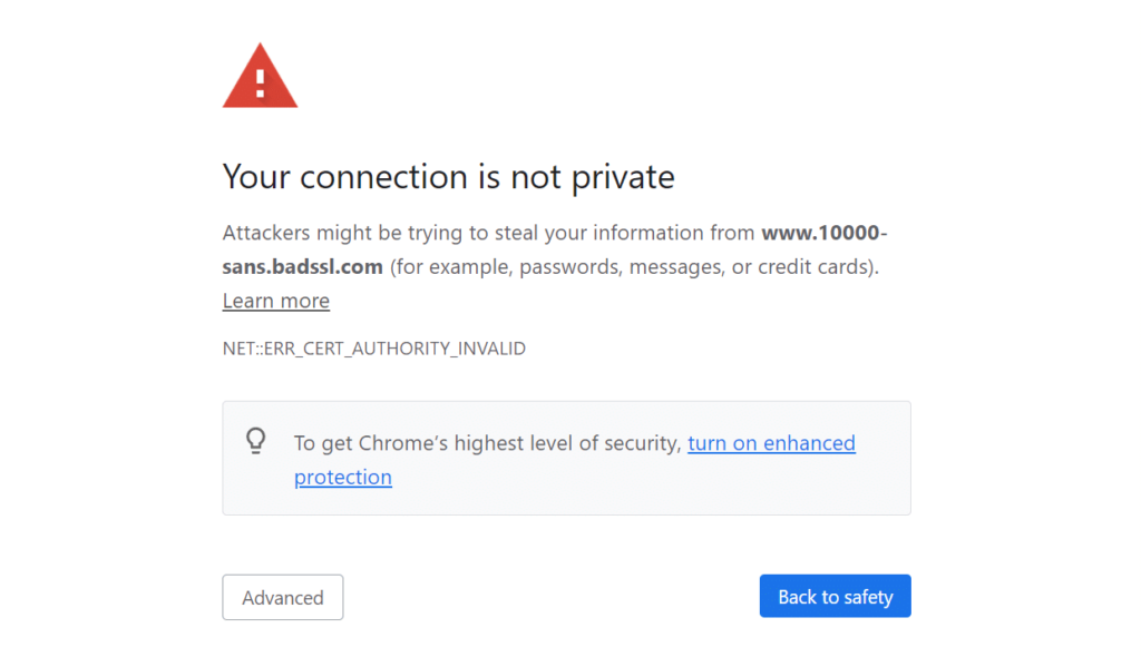 SSL Certificate Invalid in Chrome